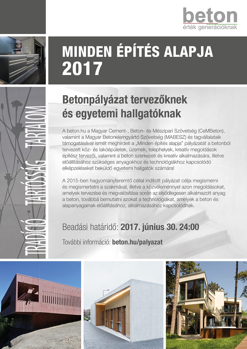 „Minden építés alapja 2015” – Betonpályázat tervezőknek